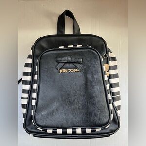 Betsy Johnson Mini Backpack in Black and White. Adjustable Straps. Like New!